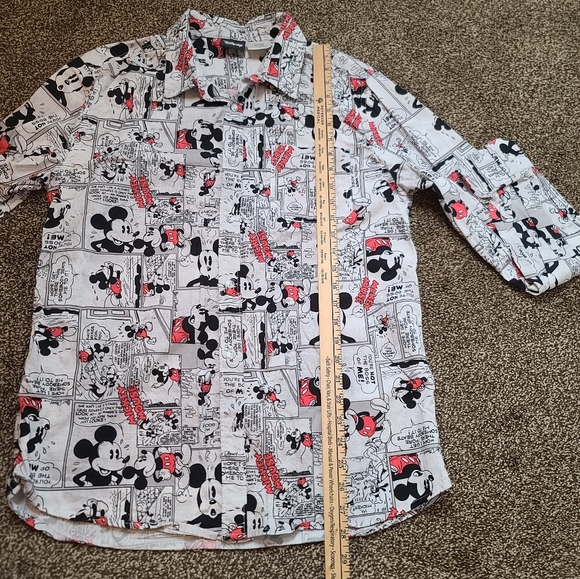 Disney Mens Mickey Mouse Comic Strip Button Down Size Large - Picture 5 of 5
